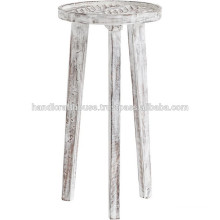 Solid Wood Round White Finish Bar Stool